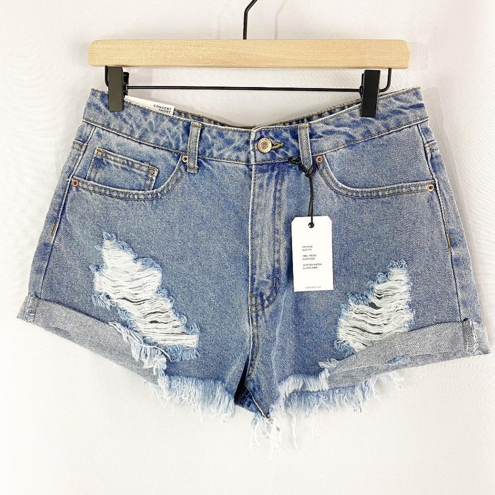 Forever 21 Mid Rise Concept Denim Shorts 29
